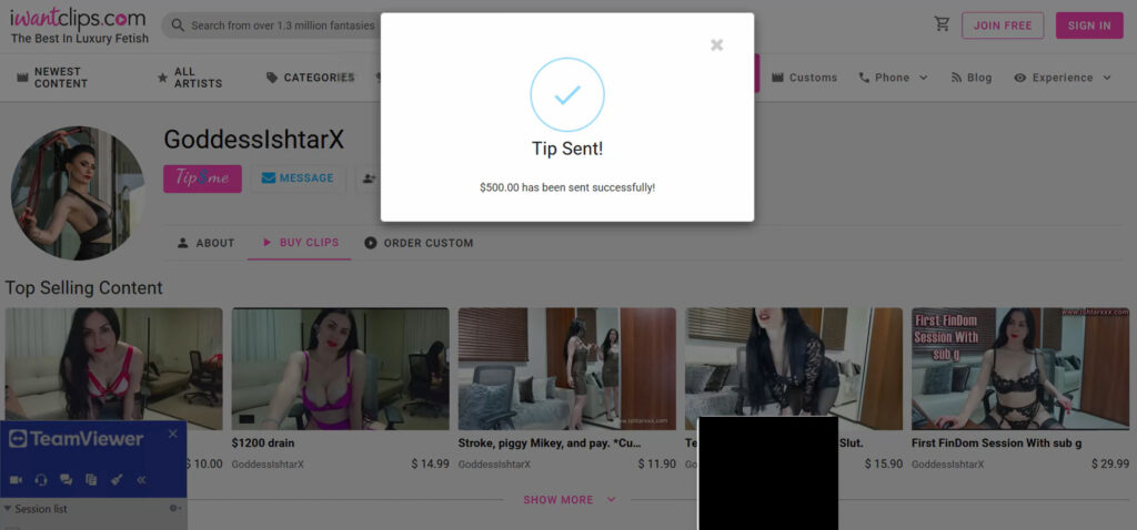Real-time $10K wallet drain screenshot during intense online findom session – Goddess ruthlessly transfers ten thousand dollars from her cash slave’s account via TeamViewer